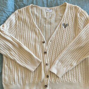 Anthropologie Callahan McCartney Knit Tennis Cardigan Size 2X